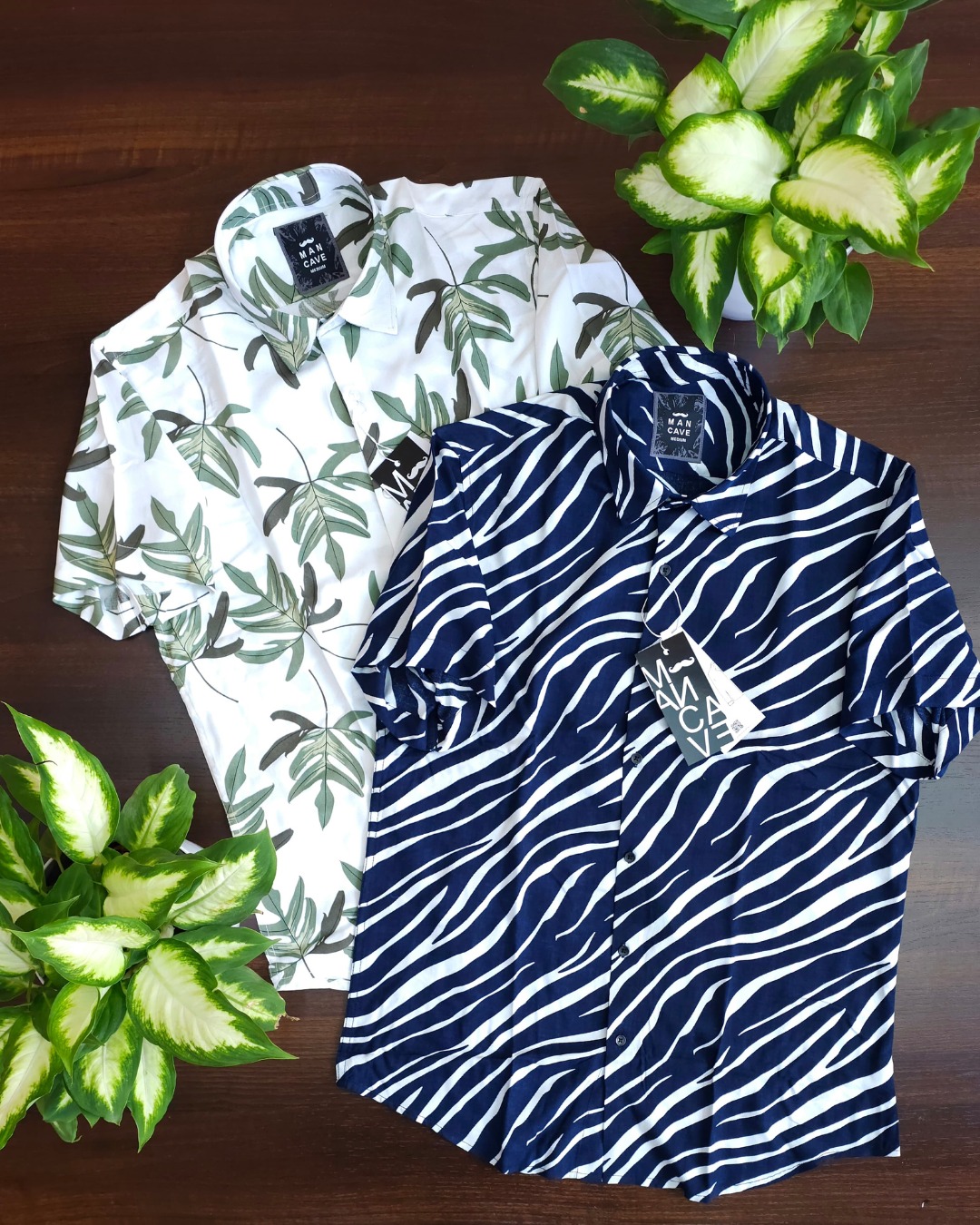 White Viscose Printed Half-sleeve Shirt